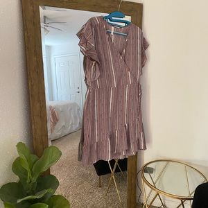 Lavender Striped Wrap Dress